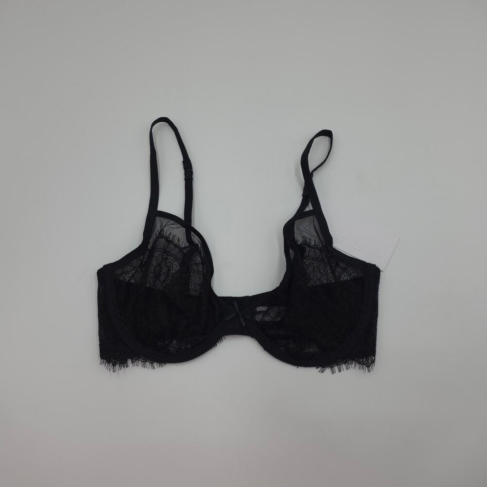 HSIA 0217 Mesh Eyelash Trim Unlined Bra in Black Size 32DD